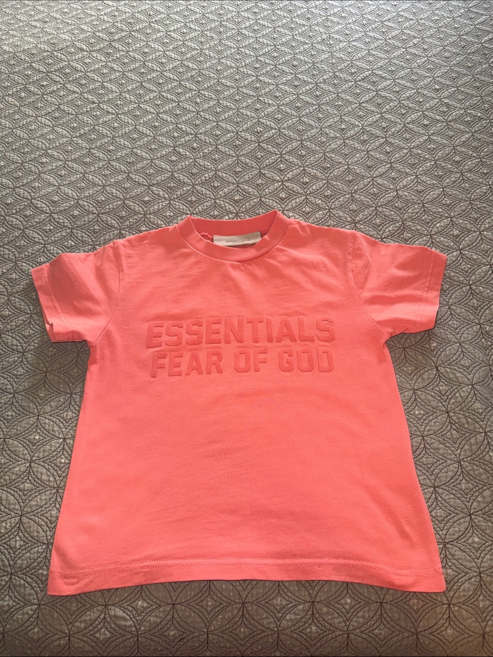 Fear of God ESSENTIALS Kids Orange T-Shirt Tonal Logo 100% Cotton Size S